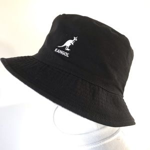 KANGOL Bucket Hat Black size M 100%Cotton